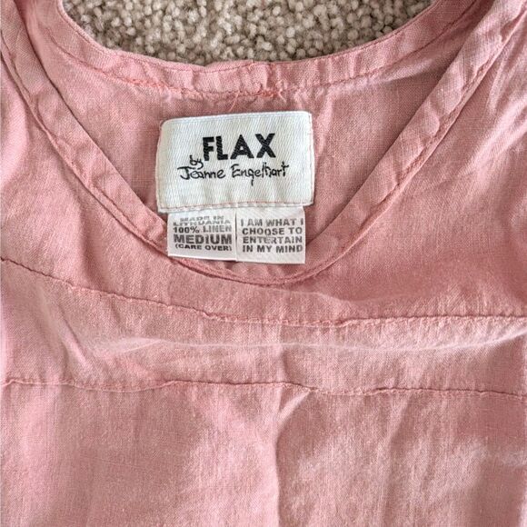VTG Flax by Jeanne Engelhart Linen Top Baby Pink Short Sleeve Shirt Sz M - Picture 6 of 6
